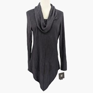 NWT IZ‎ Byer Charcoal Cowl Neck Tunic Sweater Sz M Minimalist Cozy Chic